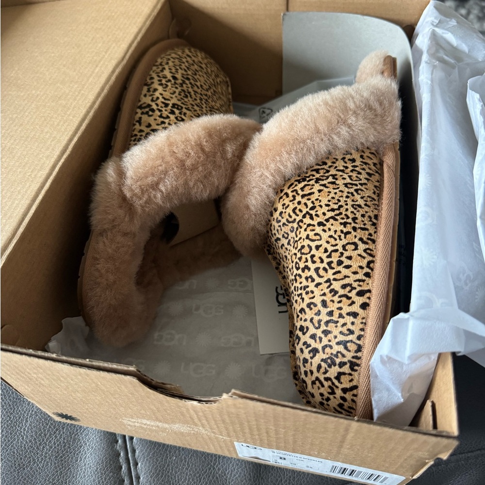 UGG Brown Leopard Print Scuffette Slippers